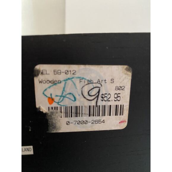 Carved Wooden Fish 13 Inches Mounted On Black Wooden Base - Picture 11 of 11